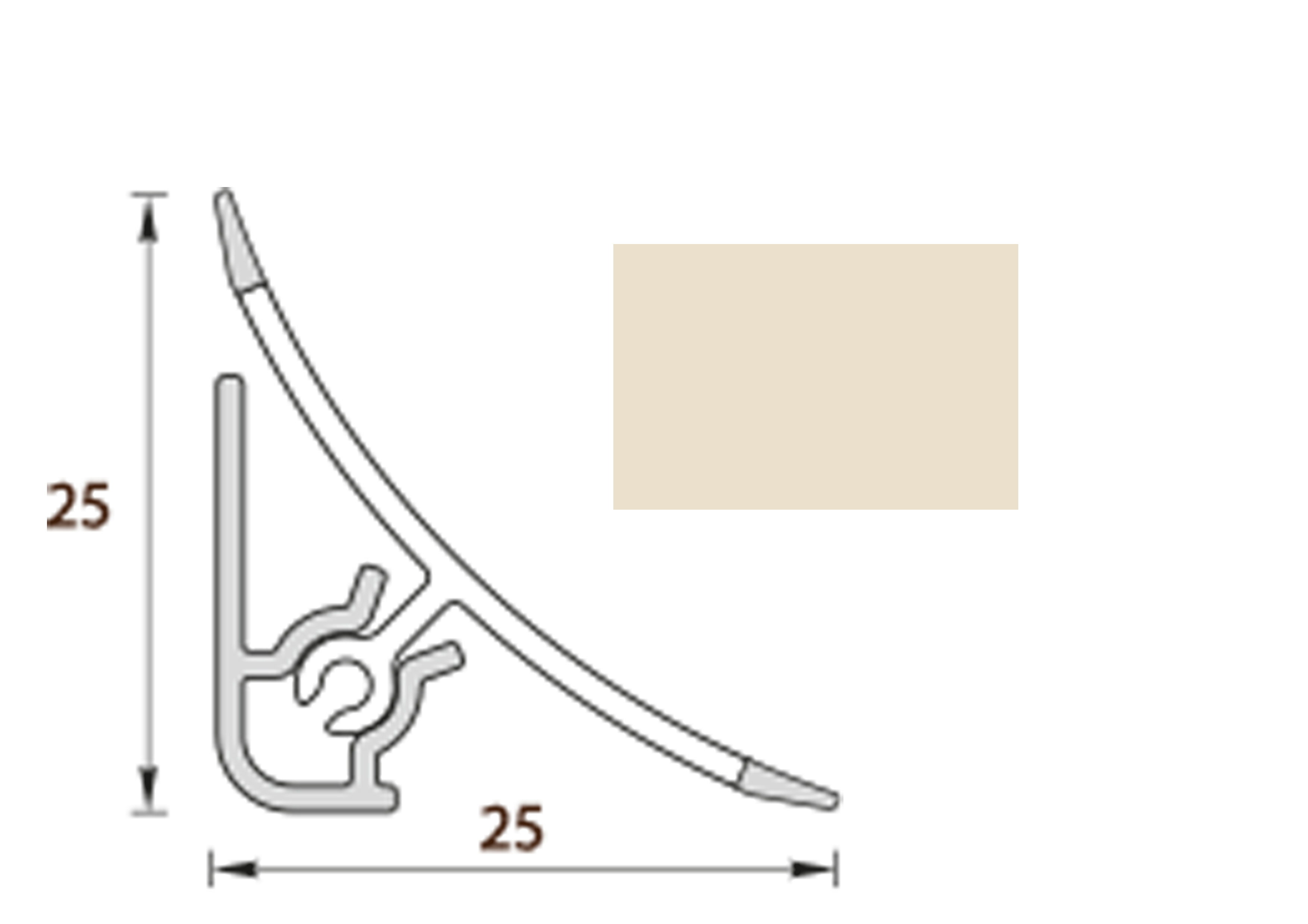 Плинтус для столешниц ПВХ идеал белый, 25х25х3000 мм